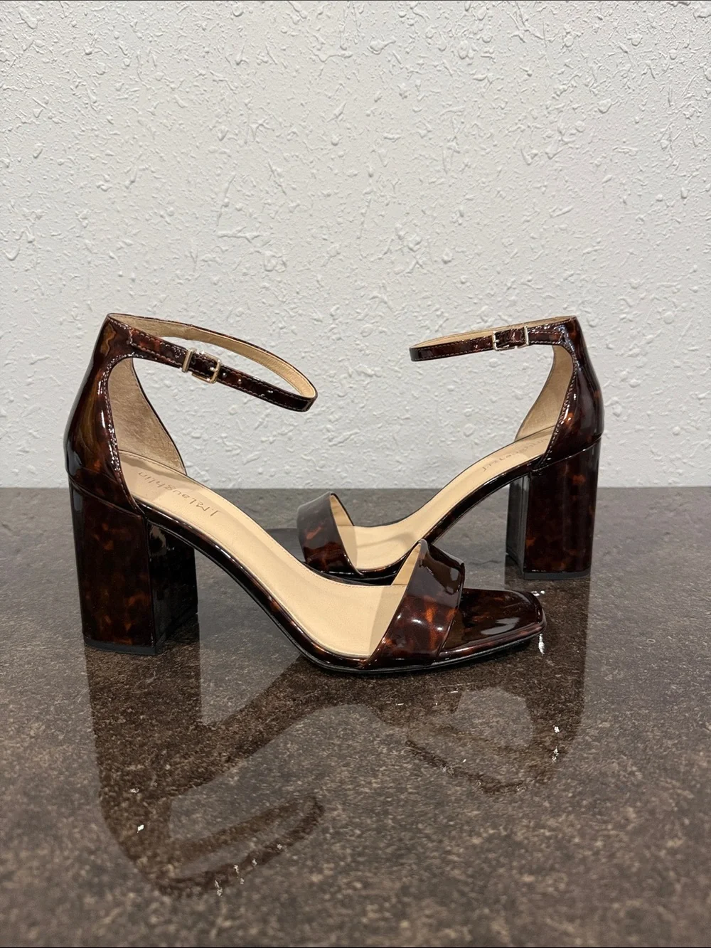 J. McLaughlin Esme Block Heel Sandals with Ankle Strap Size 11 Tortoise Preppy